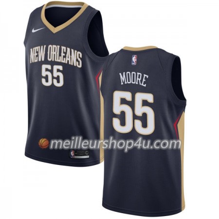Maillot Basket Homme New Orleans Pelicans ETwaun Moore 55 Nike 2017-18 Navy Swingman